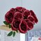 12pcs Roses Artificial Flowers Fake Roses Burgundy Silk Roses Wine Red Silk Flowers Rose with Long Stems